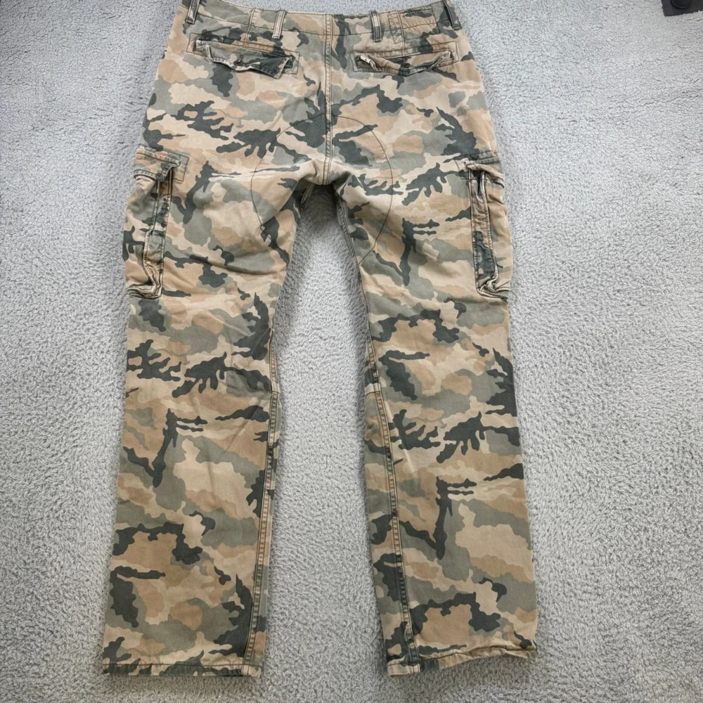 Levis Mens‎ Camo Cargo Pants Tan Green Brown 100% Cotton Size 32x28